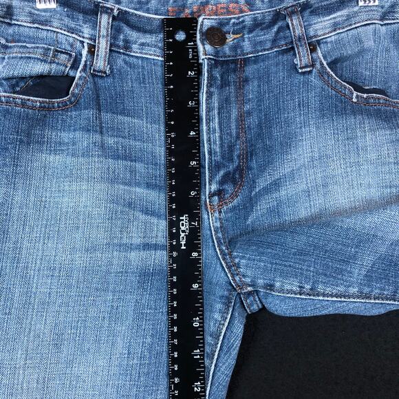 Express Womens Jeans Blue Denim Mid Rise Bootcut Casual Stretch 10 Long - Picture 8 of 12